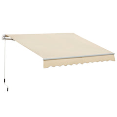 Outsunny 3.5M x 2.5M Manual Awning Canopy Retractable Sun Shade Shelter Winding Handle for Garden Patio Beige
