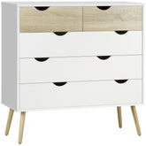 Kozy Nordic Style Chest of Drawers, 5 Drawer Dresser with 4 Tapered Legs and Groove Handles, Storage Organiser Side Cabinet for Bedroom, Living Room