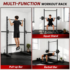 Kozy Adjustable Squat Rack, with Pull Up Bar, Barbell Bar for Home Gym
