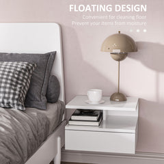 Kozy Set of Two Floating High Gloss Bedside Tables - White