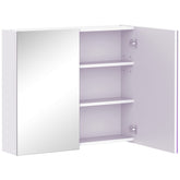 Kozy Mirror Cabinet, Wall Mount Bathroom Storage Cabinet with Adjustable Shelf, Double Door Cupboard, 70 x 15 x 60 cm, White
