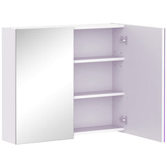 Kozy Mirror Cabinet, Wall Mount Bathroom Storage Cabinet with Adjustable Shelf, Double Door Cupboard, 70 x 15 x 60 cm, White