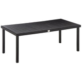 Kozy Aluminium Outdoor Garden Dining Table for 8 People, Faux Wood Top, for Garden, Patio, 190 x 90 x 74cm, Black