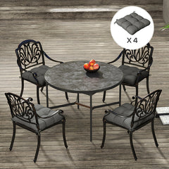 Outsunny Patio Chair Cushion Set: 4-Piece Tied Seat Pads for Indoor & Outdoor Seating, Charcoal Grey Comfort | Aosom UK