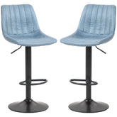 HOMCOM Adjustable Bar Chair Set of 2 Counter Height Bar Stools, Dining Chairs 360° Swivel with Footrest for Home Pub, Blue | Aosom UK