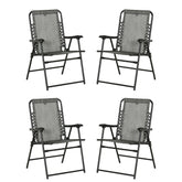 Outsunny Portable Loungers: Folding Outdoor Chairs with Armrests, Steel Frames, Greyish Tones, Set | Aosom UK
