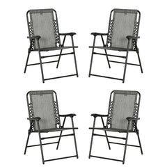 Outsunny Portable Loungers: Folding Outdoor Chairs with Armrests, Steel Frames, Greyish Tones, Set | Aosom UK