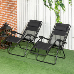 Outsunny Zero Gravity Relaxation: Foldable Outdoor Chair Set with Footrest & Removable Headrest, Ebony Black