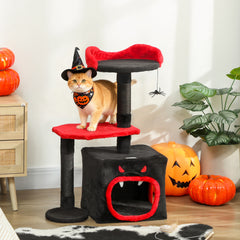 Kozy - Cat Tree, Gothic Cat Tower with Scratching Posts, Cute Condo, Coffin Platform, Bed and Spider Toy, Halloween