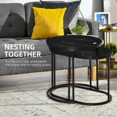 Kozy Marble-Effect Nest of Tables - Black/White