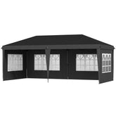 Outsunny 3 x 6m Pop Up Gazebo, Height Adjustable Marquee Party Tent with Sidewalls and Storage Bag, Black | Aosom UK