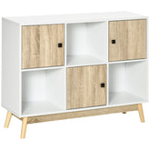 Kozy Storage Cabinet, Bookcase, Display Shelf with 6 Storage Cubes & Doors for Dining Room, Living Room, Natural