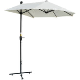 Outsunny Waterproof Half Parasol: Crank-Operated Sunshade for Balconies & Gardens, Cream White Canopy | Aosom UK