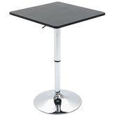 Kozy Modern Height Adjustable Counter Bar Table with 360° Swivel Tabletop and Electroplating Metal Base, Pub Desk for Living Room, Kitchen, Restaurant, Pub, Black and Silver