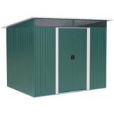 Outsunny Pent Roofed Metal Garden Shed House Hut Gardening Tool Storage w/ Ventilation 260L x 194W x 200H cm | Aosom UK