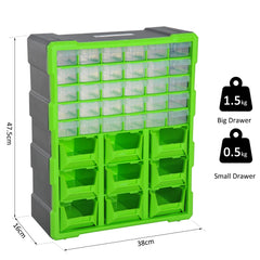 Kozy Plastic 39 Drawer Parts Organiser Wall Mount Storage Cabinet Garage Small Nuts Bolts Tool Clear