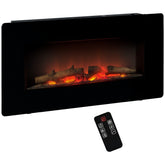Kozy Electric Wall-Mounted Fireplace Heater with Adjustable Flame Effect, Remote Control, Timer, 1800/2000W, Black