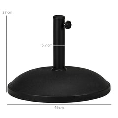 Kozy 25 kg Parasol Base, Heavy Duty Concrete Patio Umbrella Stand with Adjustable Knob, 49 cm Round Garden Parasol Holder for 35 to 48 mm Poles, Black