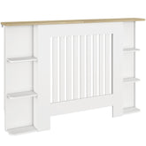 Kozy Radiator Cover with Open Storage Shelves, Vertical Slatted Cabinet Shelf Heater Cover for Living Room, Hallway, Medium, White (H: 83 / W: 124 / D: 19 cm)