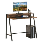 Kozy Writing Desk Computer Table Home Office PC Laptop Workstation Storage Shelf 100L x 45W cm Rustic Brown