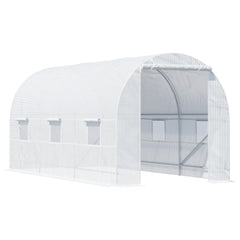 Kozy 4.5 x 2 x 2 m Polytunnel Greenhouse, Walk-in Green House for Garden with Mesh Windows, Galvanised Steel Frame, White
