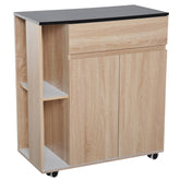 Kozy Kitchen Storage Trolley Cart Cupboard Rolling Island Shelves Cabinet With Door and Drawer Locking Wheels