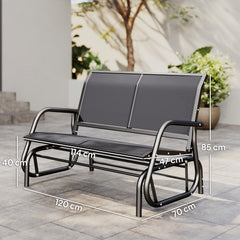 Kozy 2-Person Outdoor Glider Bench Patio Double Swing Gliding Chair Loveseat w/Power Coated Steel Frame for Garden Patio Porch, Grey