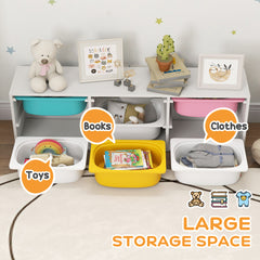 Kozy Low Height 2 Tiers Storage Organiser, Kids Toy Storage Unit with 6 Removable Bins for Bedroom, Nursery, Playroom