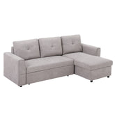 Kozy 3 Seater Sofa Bed, Pull Out Sofa Bed with Storage for Living Room, Light Grey