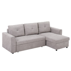 Kozy 3 Seater Sofa Bed, Pull Out Sofa Bed with Storage for Living Room, Light Grey