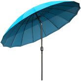 Outsunny Waterproof Push-Tilt Garden Parasol: 2.55m Crank Umbrella with Ribs, Blue | Aosom UK