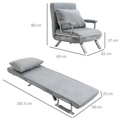 Kozy Suedette Adjustable Back Futon Sofa Chair - Grey
