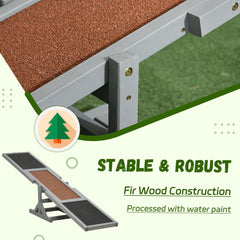 PawHut Wooden Pet Seesaw for Big Dogs, Agility Training Equipment for Dogs with Anti-Slip Surface, 180 x 30 x 30 cm, Grey | Aosom UK