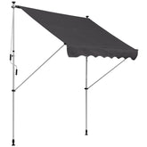 Outsunny Balcony 2 x 1.5m Manual Adjustable Awning DIY Patio Clamp Awning Canopy Retractable Shade Shelter - Grey