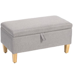 Kozy - 30L Linen Storage Ottoman Padded Footstool with Rubberwood Legs for Storage Box, Bed End, Shoe Bench, Seating, Light Grey