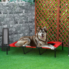 Kozy Raised Dog Bed Cooling Elevated Pet Cot with Breathable Mesh for Indoor Outdoor Use Red, XX Large, 122 x 92 x 23cm
