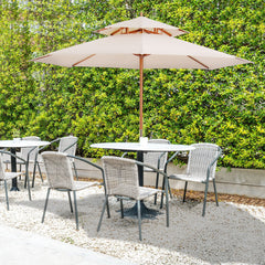 Outsunny Waterproof Parasol: Durable, UV-Shielding, Easy-Open Canopy for Alfresco Lounging, Beige | Aosom UK