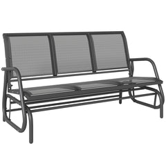 Kozy 3-Seat Glider Rocking Chair for 3 People Garden Bench Patio Furniture Metal Frame, Grey