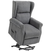 Kozy - Power Lift Recliner Armchair, Electric Lift Chair for Elderly, Fabric Riser and Reclining Chair with Remote Control, Side Pockets, Extended Footrest, for Living Room, Charcoal Grey