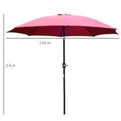 Outsunny Large Garden Umbrella Parasol, 2.6M Wide, UV Protection, Easy Open, Vibrant Red