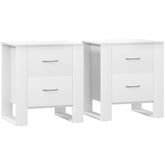 Kozy - Bedside Table Set of 2 with 2 Drawers, Nightstands with Handles and Elevated Base, Side Tables for Bedroom, Living Room, White