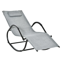Kozy Zero Gravity Rocking Lounge Chair Rattan Effect Patio Rocking Chair w/ Removable Pillow Recliner Seat Breathable Texteline - Grey