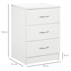 Kozy Three-Drawer Simple Bedside Table - White
