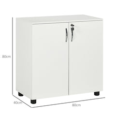 Kozy Two-Tier Locking Office Storage Cabinet - White