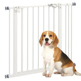 PawHut Metal 74-87cm Wide Adjustable Dog Gate White | Aosom UK