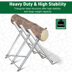 Kozy Portable Sawhorse Heavy Duty Steel Adjustable Work Support, Foldable Sawhorse Stand 100 kg Weight Capacity, Silver Tone