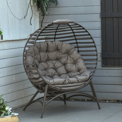 Kozy Egg Chair with Cushion & Side Pocket - Brown
