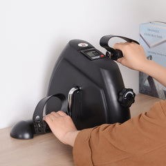 Kozy Mini Exercise Bike, Portable Pedal Exerciser, Under Desk Bike with LCD Display for Legs and Arms Training, Black