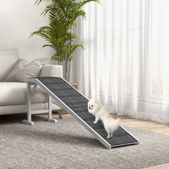 Kozy Pet Ramp for Dogs with Non-Slip Carpet and Top Platform - White & Grey