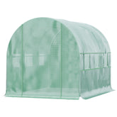 Outsunny Walk In Greenhouse, Garden Polytunnel with PE Cover, Zipped Roll Up Door and 6 Mesh Windows, 3x2x2m, Green | Aosom UK